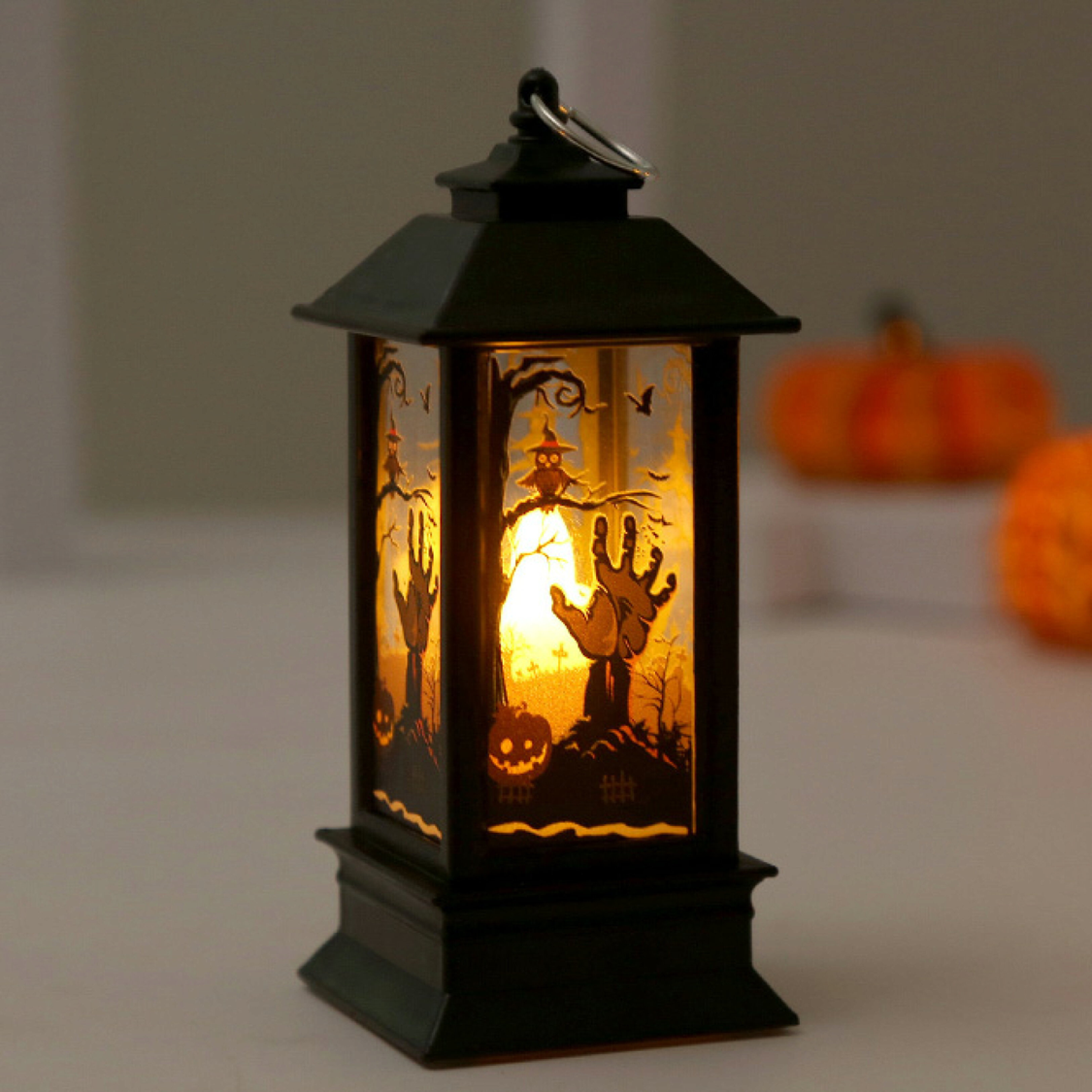 Brillo Sereno™ – Linterna de Halloween con Luz Cálida Parpadeante