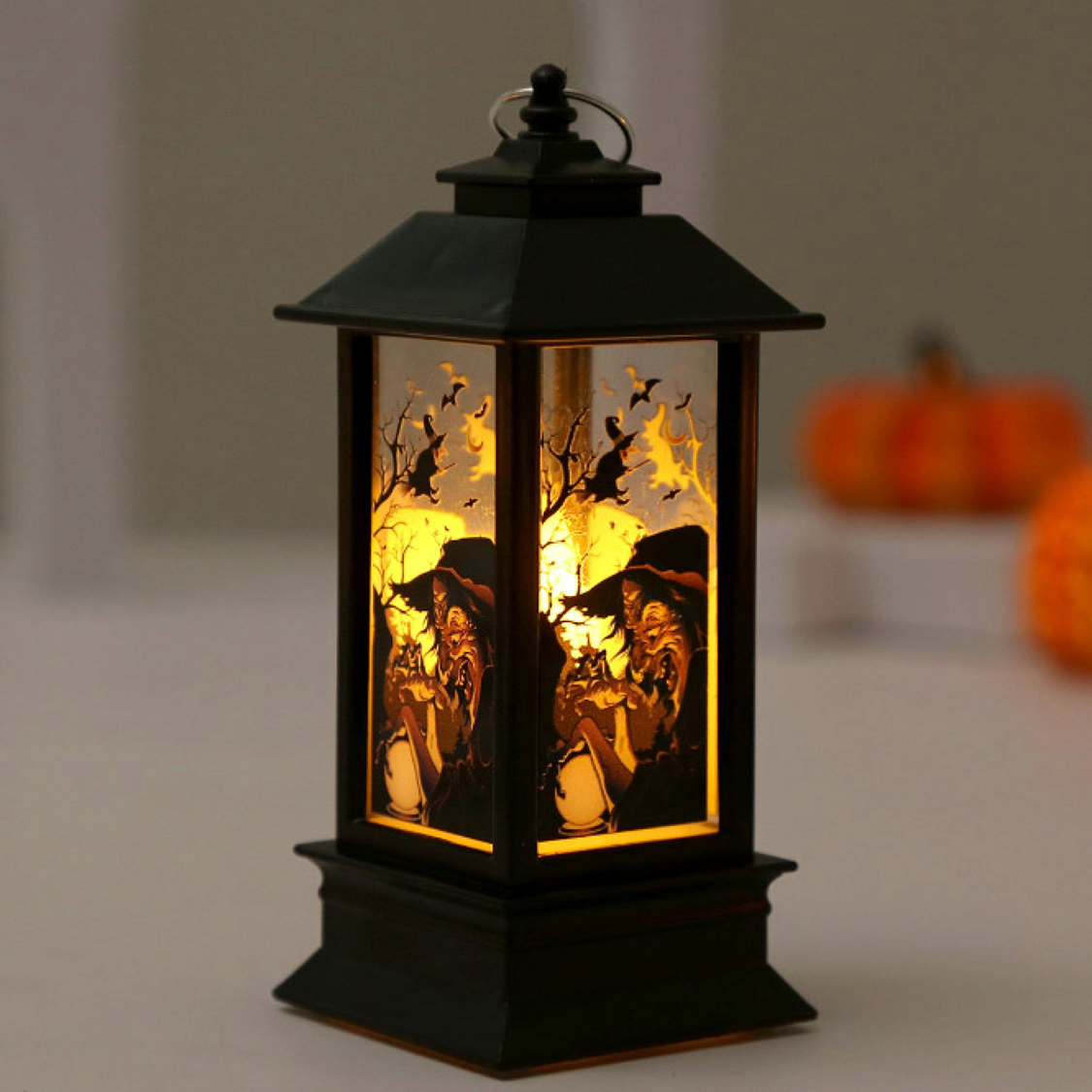 Brillo Sereno™ – Linterna de Halloween con Luz Cálida Parpadeante
