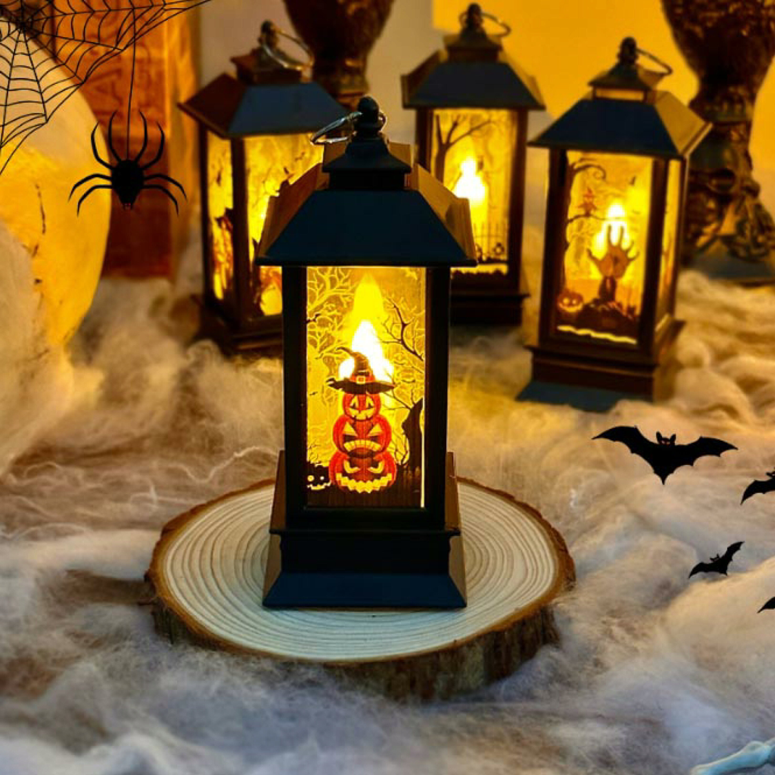 Brillo Sereno™ – Linterna de Halloween con Luz Cálida Parpadeante