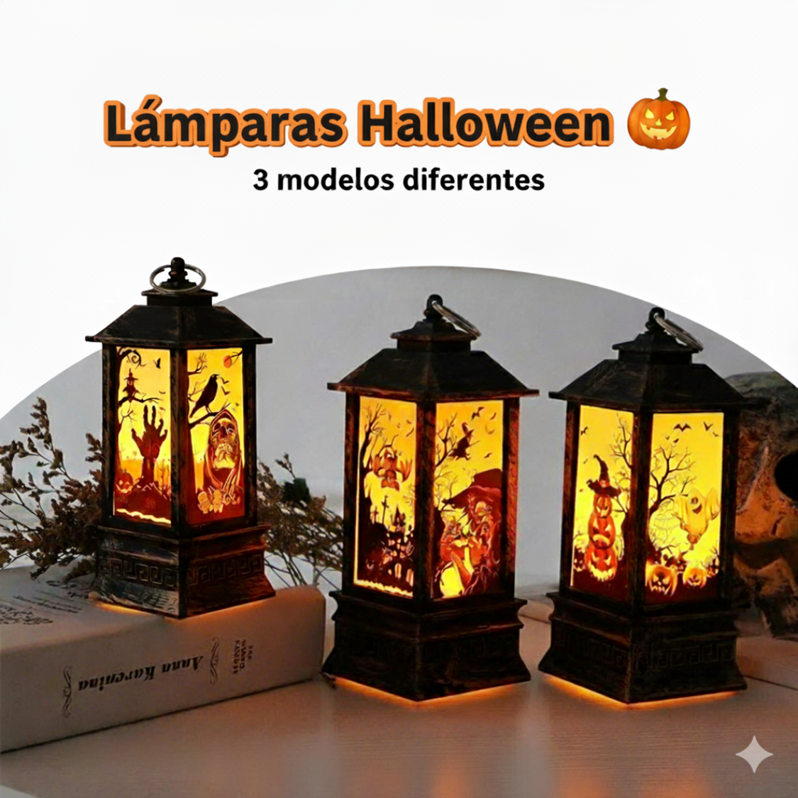 Brillo Sereno™ – Linterna de Halloween con Luz Cálida Parpadeante